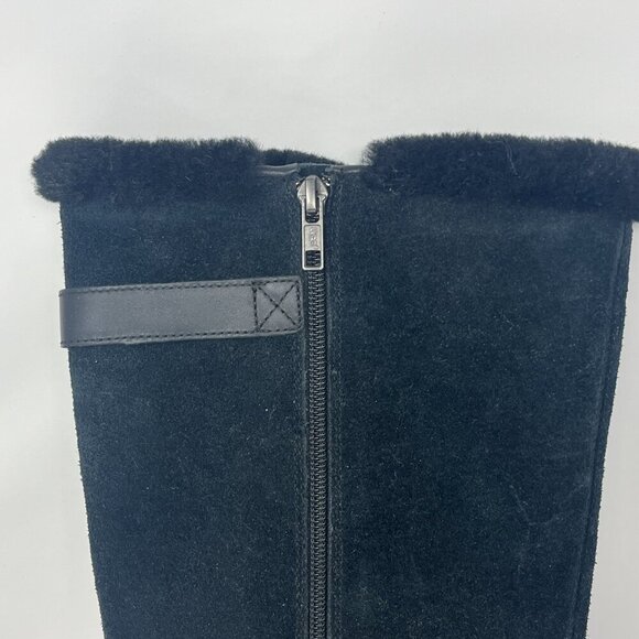 UGG Mischa Wedge Tall Boots black suede 8 women waterproof inside zip EUC - Picture 8 of 11